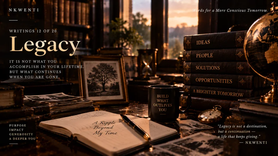 Editorial artwork for Legacy, illustrating its central theme in the NKWENTI visual language.