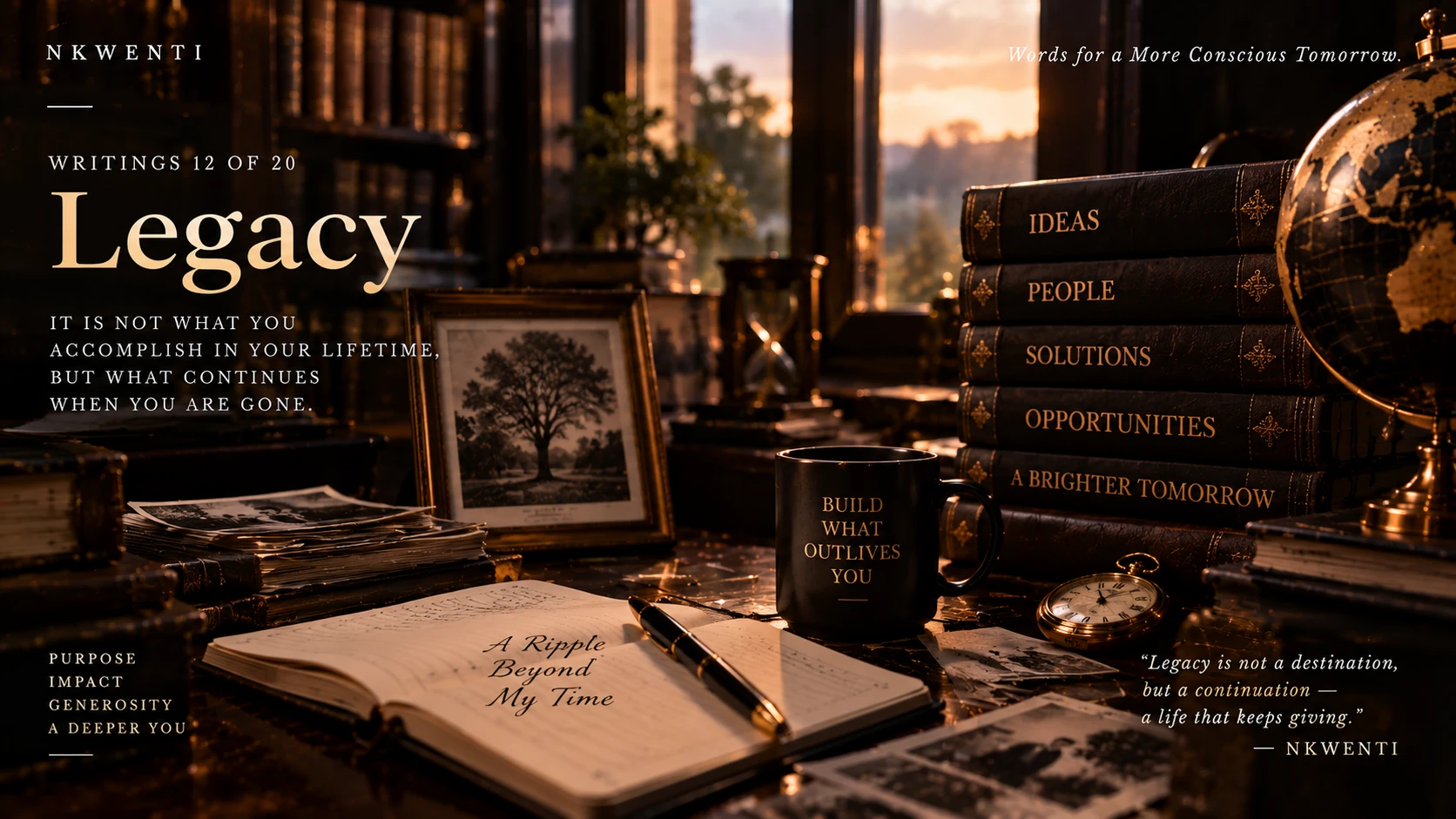 Editorial artwork for Legacy, illustrating its central theme in the NKWENTI visual language.