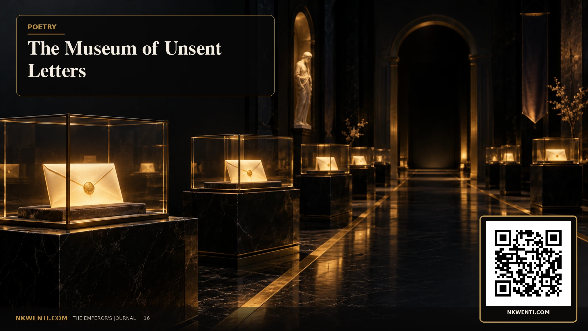 Unsent ivory letters displayed beneath glass in a dark museum, each glowing softly from within.